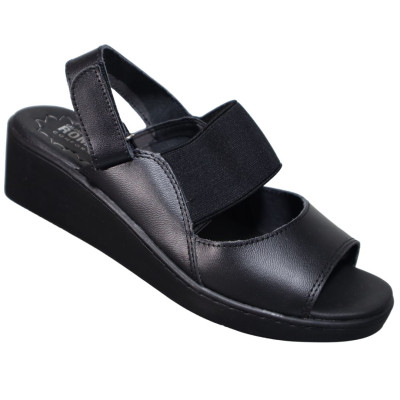 Romulo Sandalia Cuero Negro Mujer Talla 37 Ref 5940 